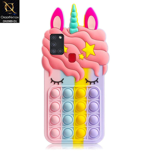 Samsung Galaxy A21s Cover - Design 1 - 3D Cute Cartoon POP It Bubble Relieve Stress Soft Case
