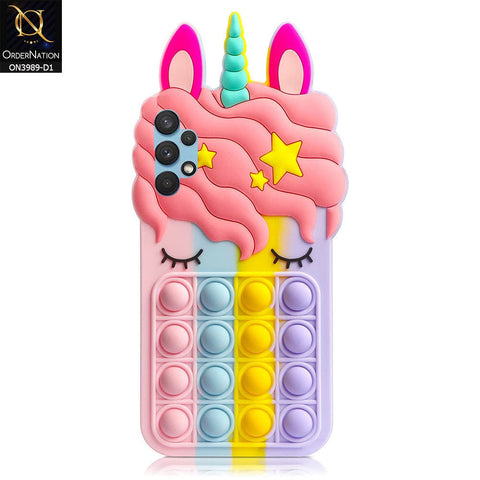 Samsung Galaxy A32 Cover - Design 1 - 3D Cute Cartoon POP It Bubble Relieve Stress Soft Case