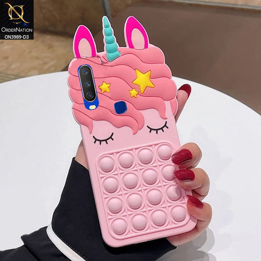 Vivo Y15 Cover - Design 3 - 3D Cute Cartoon POP It Bubble Relieve Stress Soft Case