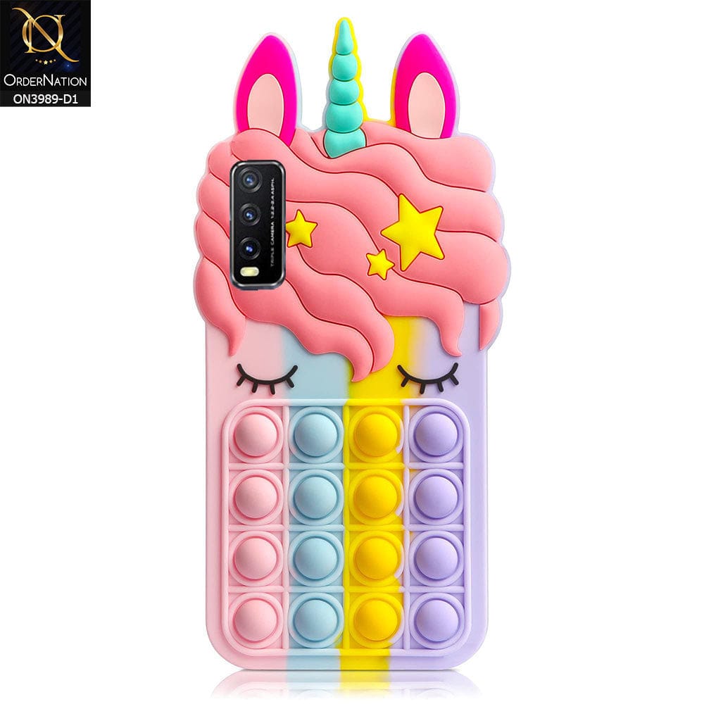 Vivo Y12s Cover - Design 1 - 3D Cute Cartoon POP It Bubble Relieve Stress Soft Case