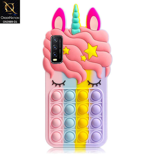 Vivo Y20 Cover - Design 1 - 3D Cute Cartoon POP It Bubble Relieve Stress Soft Case