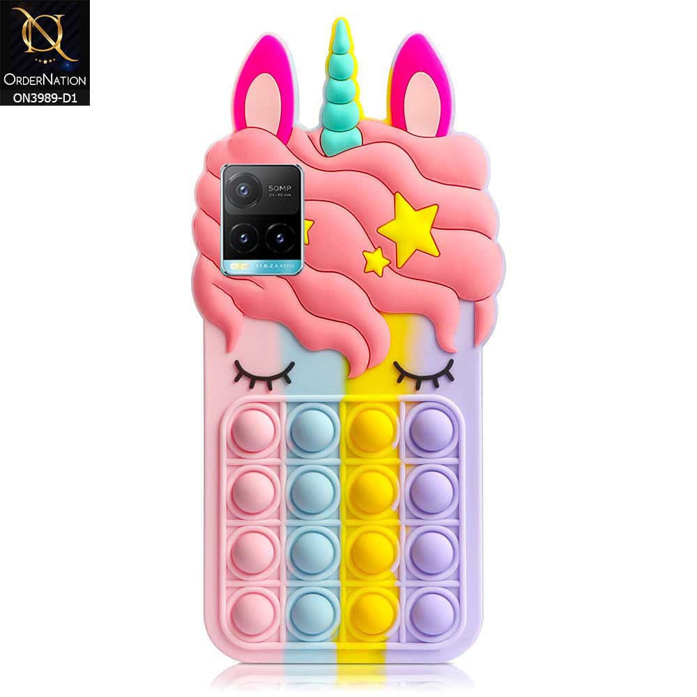 Vivo Y21 Cover - Design 1 - 3D Cute Cartoon POP It Bubble Relieve Stress Soft Case