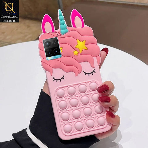 Vivo Y21s Cover - Design 3 - 3D Cute Cartoon POP It Bubble Relieve Stress Soft Case