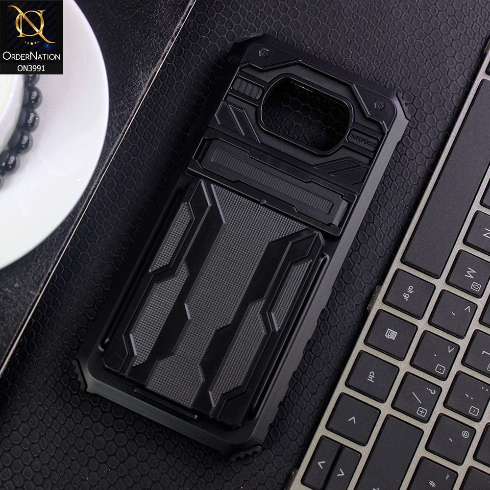 Xiaomi Poco X3 Pro Cover - Black - Hybrid Series Soft Borders Semi Hard Back Shock Proof Kick Stand Case With Card Holder