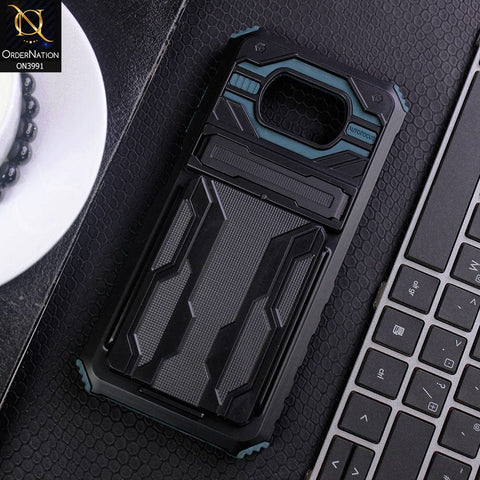 Xiaomi Poco X3 Pro Cover - Green - Hybrid Series Soft Borders Semi Hard Back Shock Proof Kick Stand Case With Card Holder