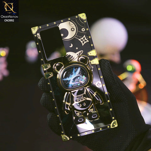 Oppo A57s Cover - Black - New Luxury Space Case With Astronode Cute Folding Stand Holder Case