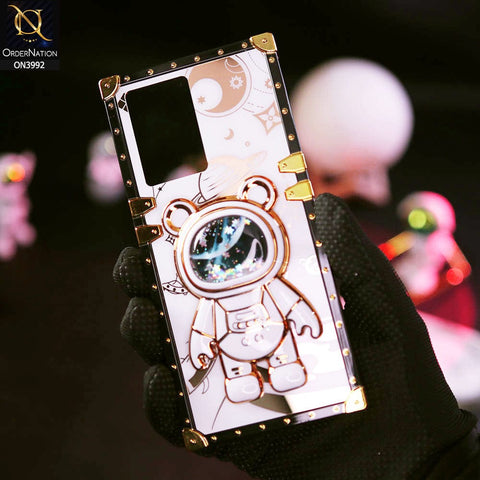 Oppo A57s Cover - White - New Luxury Space Case With Astronode Cute Folding Stand Holder Case