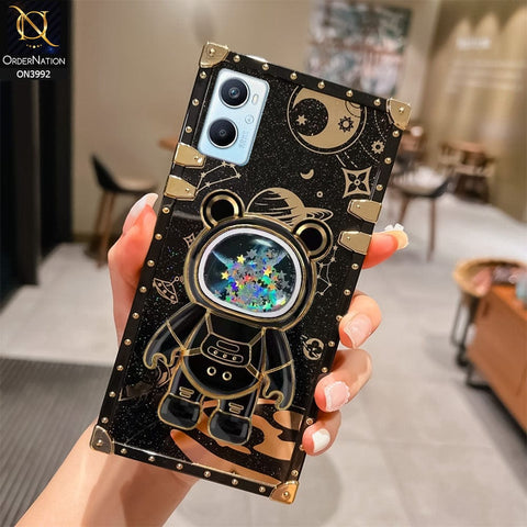 Oppo A96 4G Cover - Black - New Luxury Space Case With Astronode Cute Folding Stand Holder Case