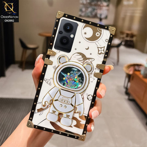 Oppo Reno7 Z 5G Cover - White - New Luxury Space Case With Astronode Cute Folding Stand Holder Case