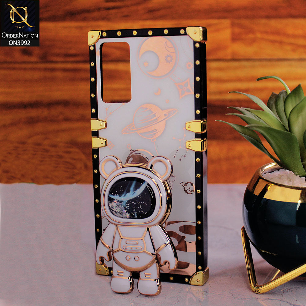 Infinix Hot 12 - White - New Luxury Space Case With Astronode Cute Folding Stand Holder Case