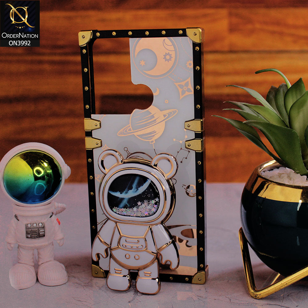 Infinix Hot 20i - White - New Luxury Space Case With Astronode Cute Folding Stand Holder Case