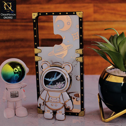 Infinix Hot 20i - White - New Luxury Space Case With Astronode Cute Folding Stand Holder Case