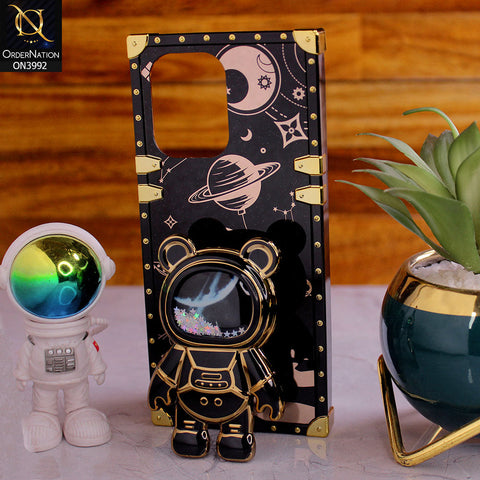Infinix Hot 30 Play - Black - New Luxury Space Case With Astronode Cute Folding Stand Holder Case