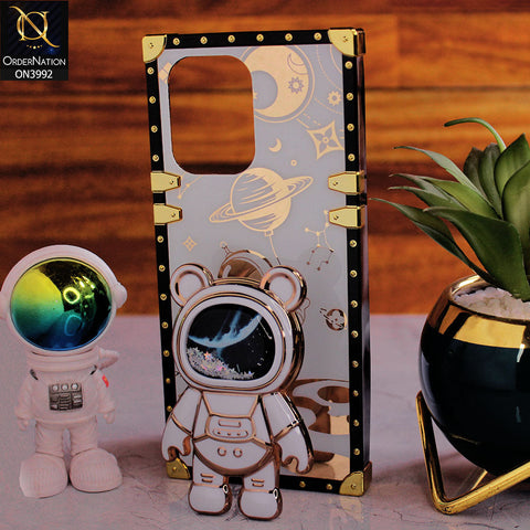 Infinix Hot 30 Play - White - New Luxury Space Case With Astronode Cute Folding Stand Holder Case