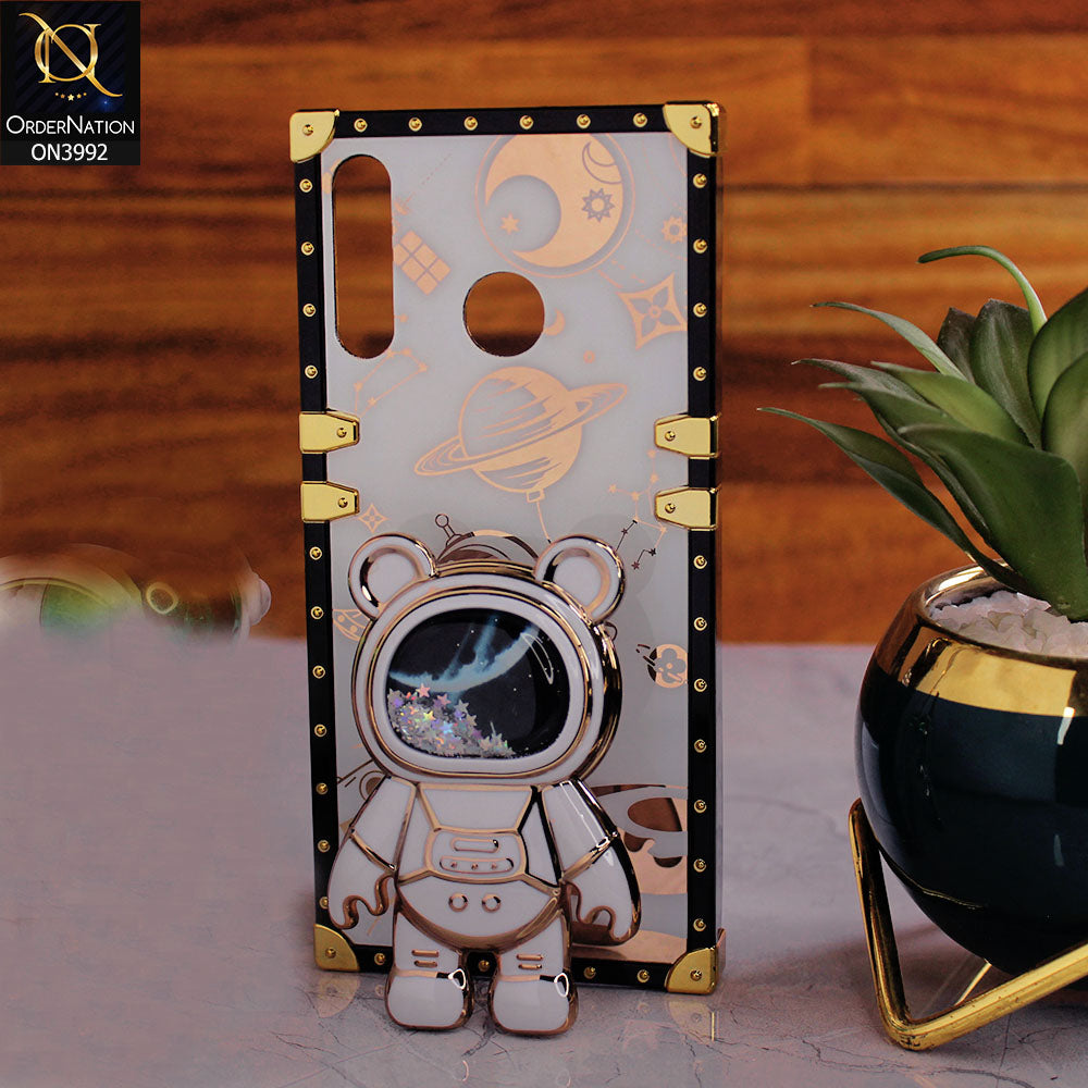 Infinix Hot 8 Lite - White - New Luxury Space Case With Astronode Cute Folding Stand Holder Case
