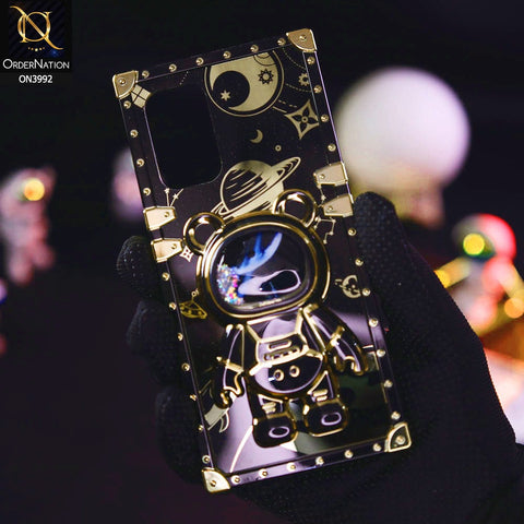 Infinix Note 10 Pro Cover - Black - New Luxury Space Case With Astronode Cute Folding Stand Holder Case