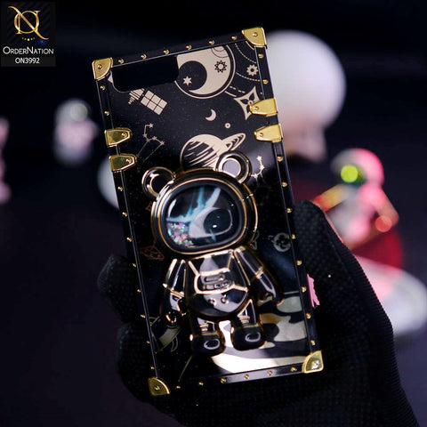 iPhone 8 Plus / 7 Plus Cover - Black - New Luxury Space Case With Astronode Cute Folding Stand Holder Case