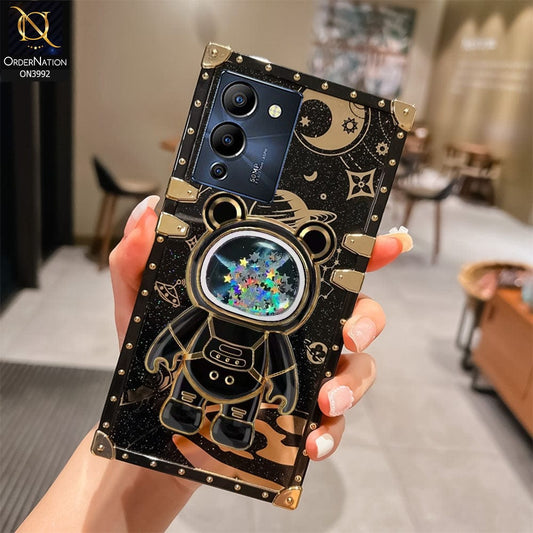 Infinix Note 12 G96 Cover - Black - New Luxury Space Case With Astronode Cute Folding Stand Holder Case
