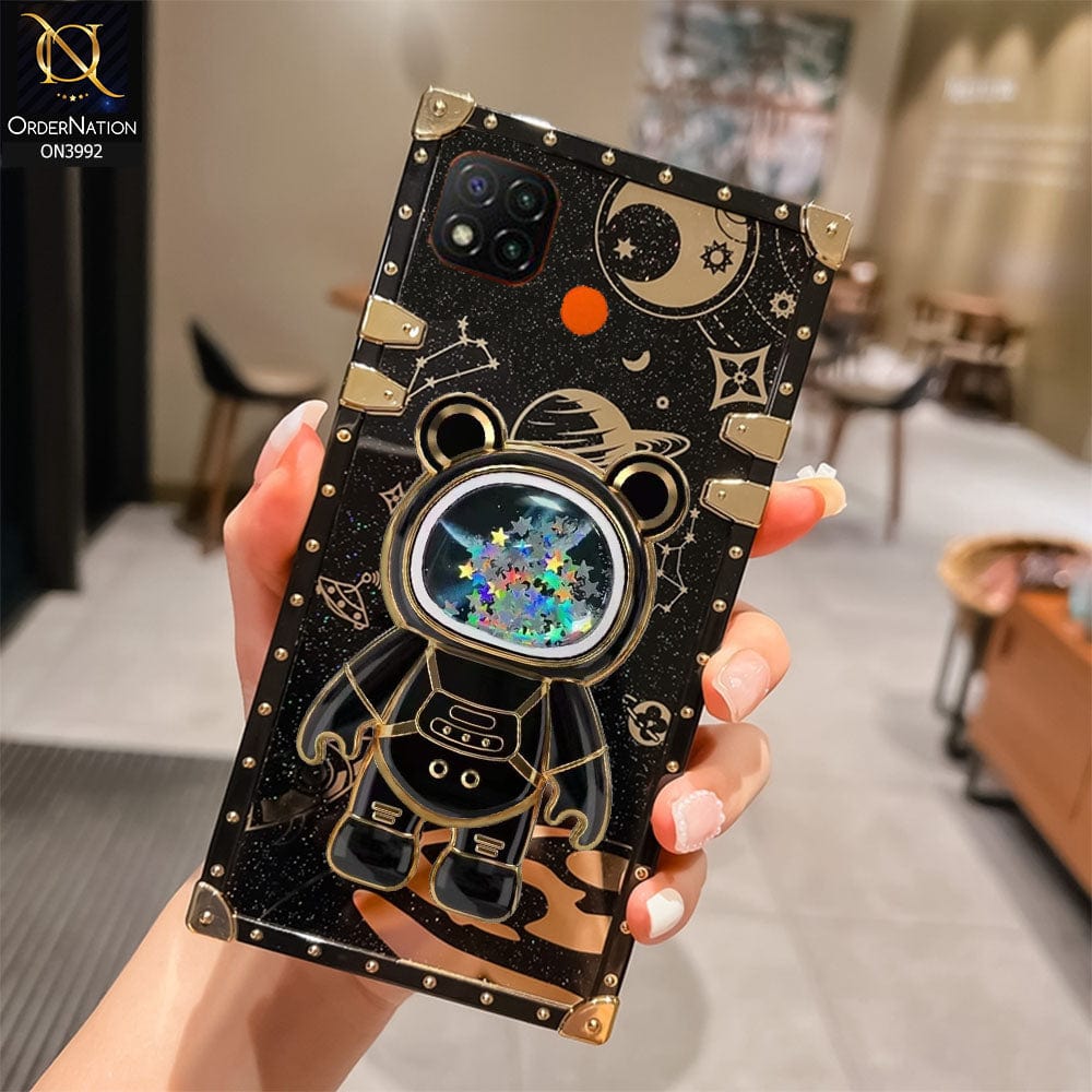 Xiaomi Redmi 10A Cover - Black - New Luxury Space Case With Astronode Cute Folding Stand Holder Case