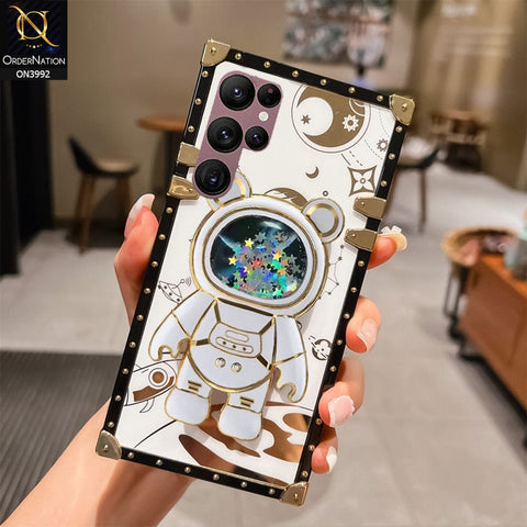 Samsung Galaxy S22 Ultra 5G Cover - White - New Luxury Space Case With Astronode Cute Folding Stand Holder Case