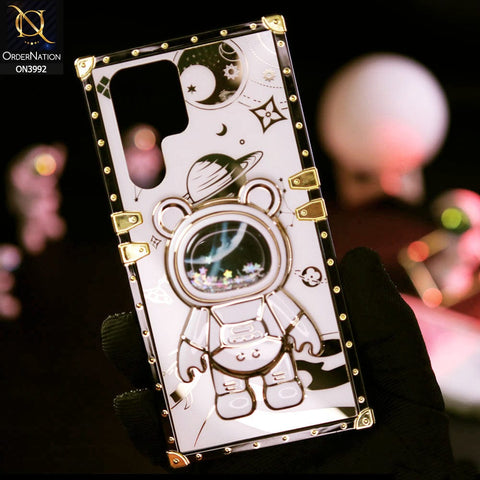 Samsung Galaxy S22 Ultra 5G Cover - White - New Luxury Space Case With Astronode Cute Folding Stand Holder Case