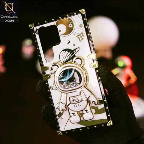 Samsung Galaxy S23 Ultra 5G Cover - White - New Luxury Space Case With Astronode Cute Folding Stand Holder Case