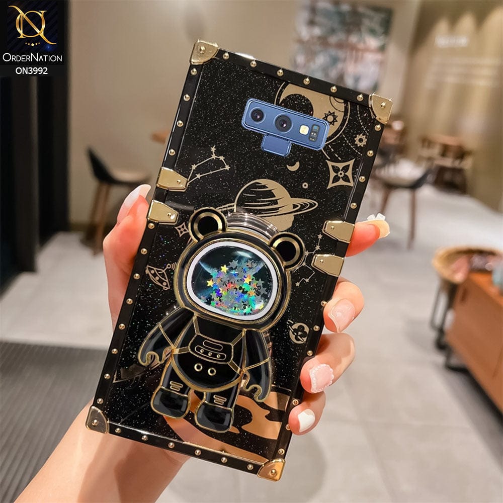 Samsung Galaxy Note 9 Cover - Black - New Luxury Space Case With Astronode Cute Folding Stand Holder Case