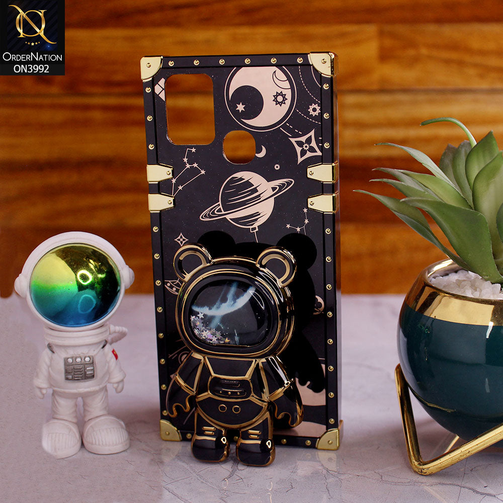Infinix Smart 5 - Black - New Luxury Space Case With Astronode Cute Folding Stand Holder Case