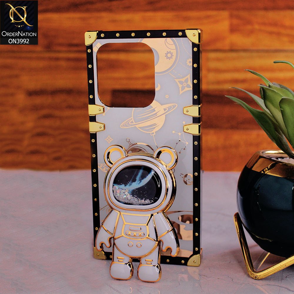 Infinix Smart 7 - White - New Luxury Space Case With Astronode Cute Folding Stand Holder Case