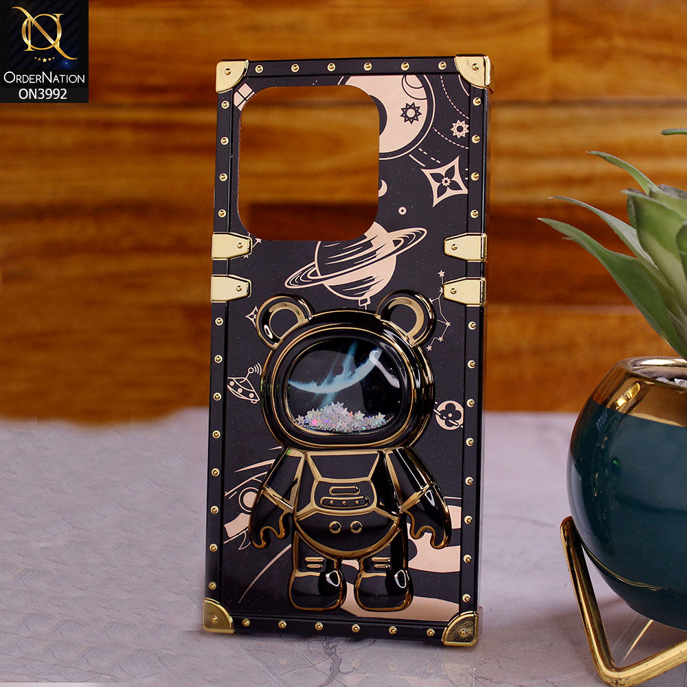 Tecno Spark 10 - Black - New Luxury Space Case With Astronode Cute Folding Stand Holder Case