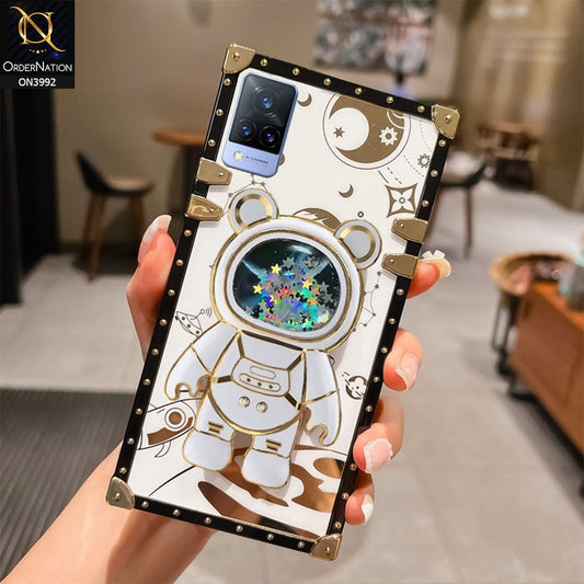 Vivo V21s Cover - White - New Luxury Space Case With Astronode Cute Folding Stand Holder Case