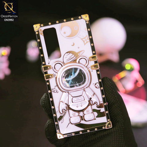 Vivo V23e Cover - White - New Luxury Space Case With Astronode Cute Folding Stand Holder Case