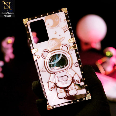Vivo Y21t Cover - White - New Luxury Space Case With Astronode Cute Folding Stand Holder Case