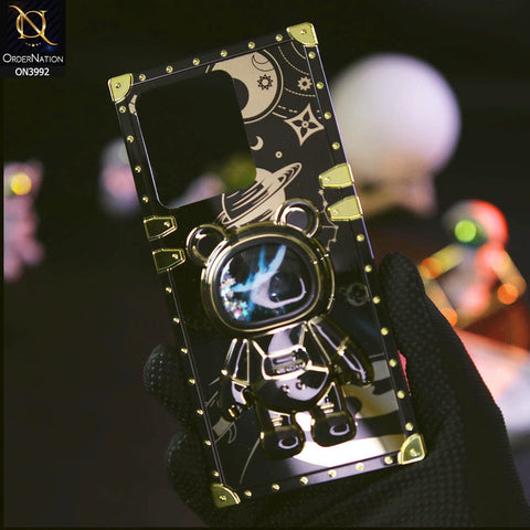 Vivo Y35 Cover - Black - New Luxury Space Case With Astronode Cute Folding Stand Holder Case