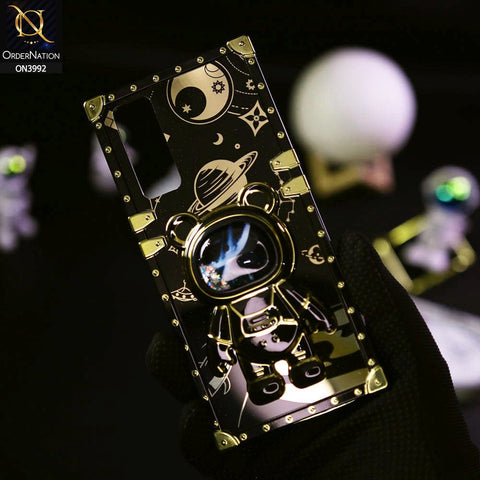 Vivo Y53s 4G Cover - Black - New Luxury Space Case With Astronode Cute Folding Stand Holder Case