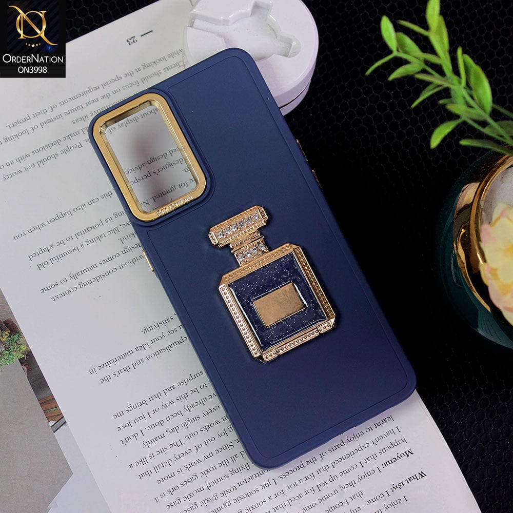 Oppo Reno7 Z 5G Cover - Blue - New Electroplating Camera Ring  Soft Silicon Case With Shiny Rime Stones Mobile Stand