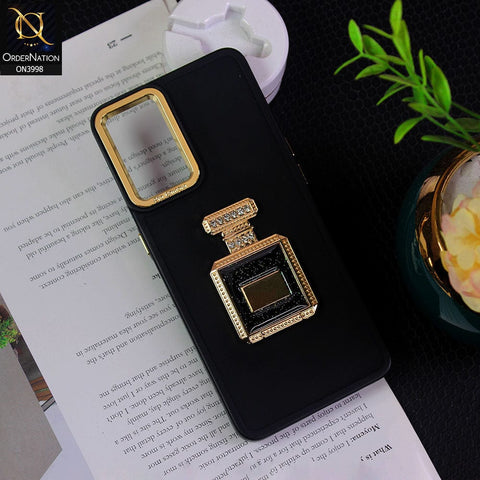 Vivo S10e Cover - Black - New Electroplating Camera Ring  Soft Silicon Case With Shiny Rime Stones Mobile Stand