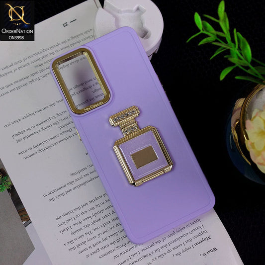 Vivo S10e Cover - Purple - New Electroplating Camera Ring  Soft Silicon Case With Shiny Rime Stones Mobile Stand