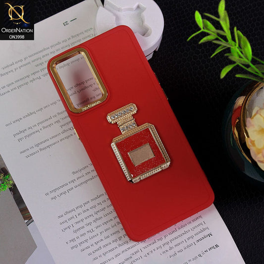 Vivo S10e Cover - Red - New Electroplating Camera Ring  Soft Silicon Case With Shiny Rime Stones Mobile Stand