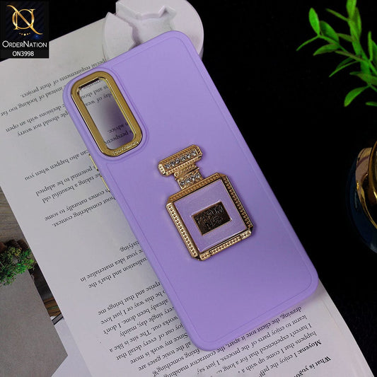 Vivo Y20s Cover - Purple - New Electroplating Camera Ring  Soft Silicon Case With Shiny Rime Stones Mobile Stand