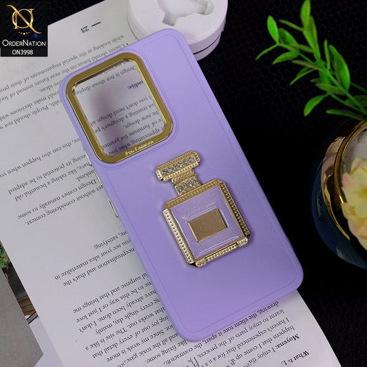 Vivo Y35 Cover - Purple - New Electroplating Camera Ring  Soft Silicon Case With Shiny Rime Stones Mobile Stand