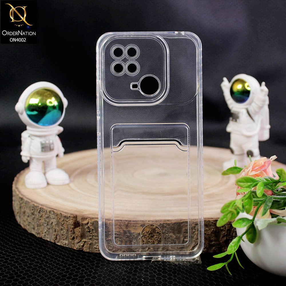 Xiaomi Redmi 10C Cover - Transparent - Soft 4D Design Smart Pocket Card Holder Transparent Clear Soft Case