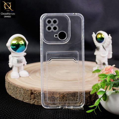Xiaomi Redmi 10C Cover - Transparent - Soft 4D Design Smart Pocket Card Holder Transparent Clear Soft Case