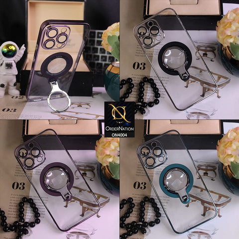 iPhone 14 Pro Max Cover - Rose Gold - New Luxuary Metal Holding Stand Camera Lense Protective MagSafe Case (Magsafe Notification Enabled)