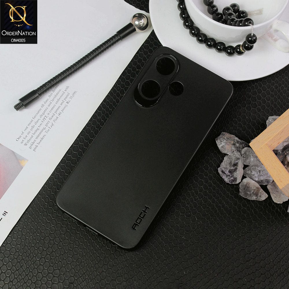 Infinix Hot 30i Cover - Black - New Hybrid Rock Soft Silicon Case With Shiny Camera Ring