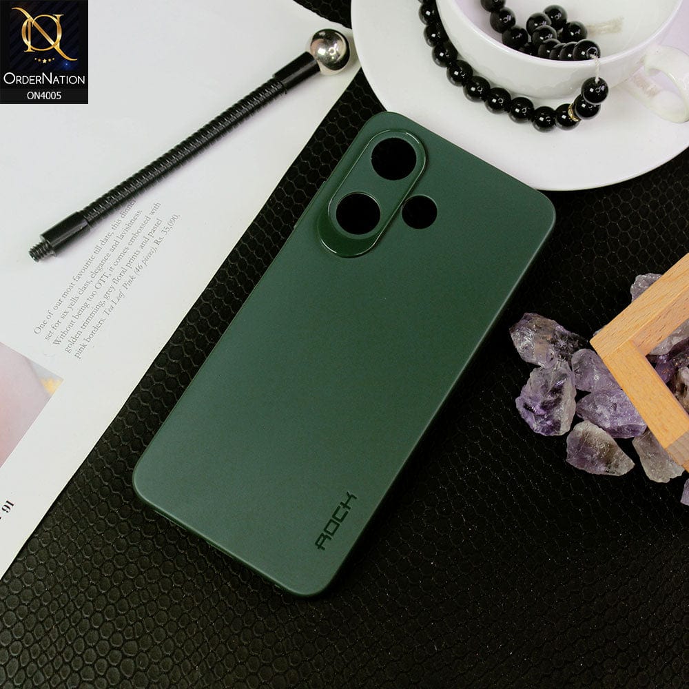 Infinix Hot 30i Cover - Green - New Hybrid Rock Soft Silicon Case With Shiny Camera Ring