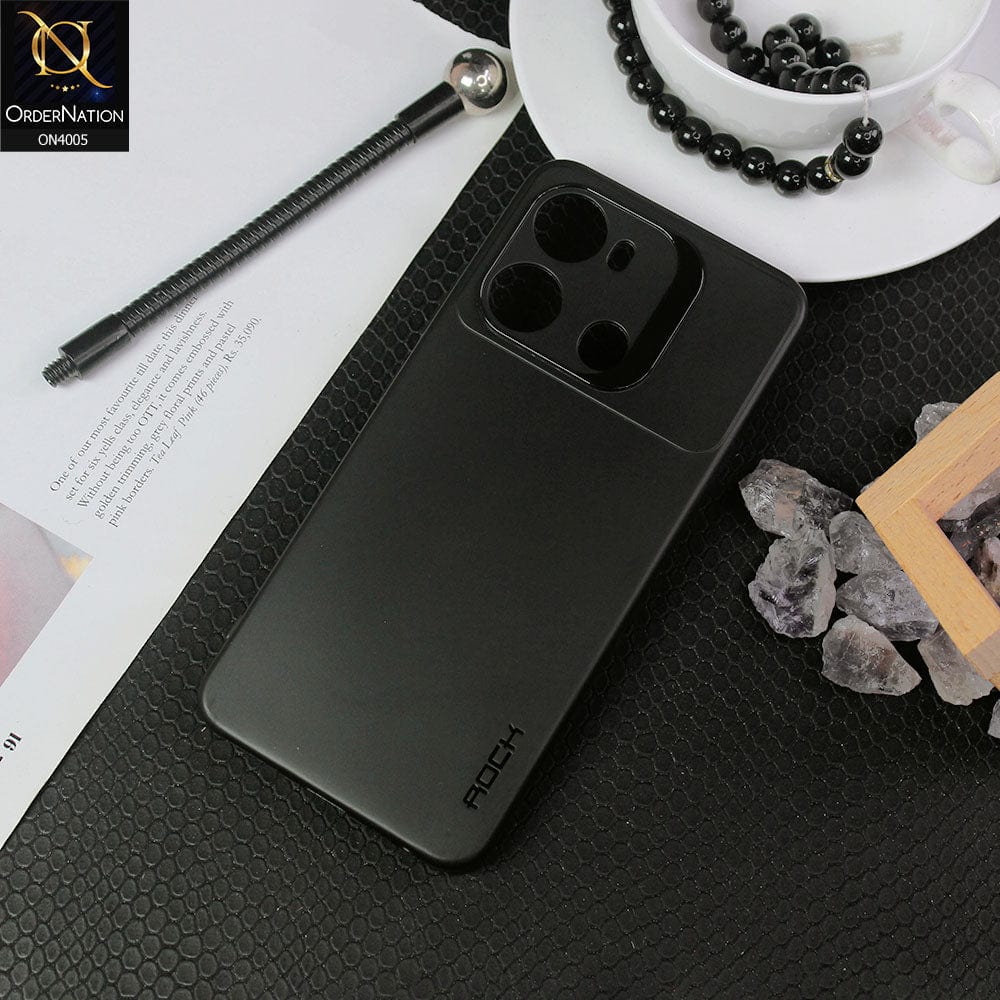 Itel P40 Cover - Black - New Hybrid Rock Soft Silicon Case With Shiny Camera Ring