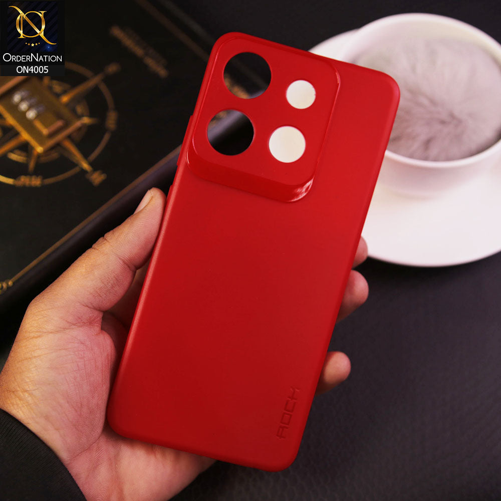 Infinix Smart 7 - Red - New Hybrid Rock Soft Silicon Case With Shiny Camera Ring