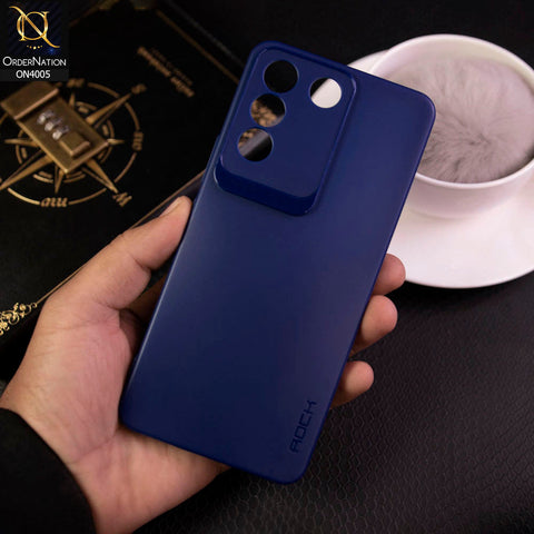 Vivo V27e - Blue - New Hybrid Rock Soft Silicon Case With Shiny Camera Ring