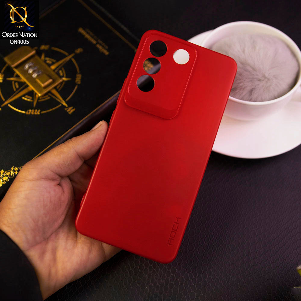 Vivo V27e - Red - New Hybrid Rock Soft Silicon Case With Shiny Camera Ring